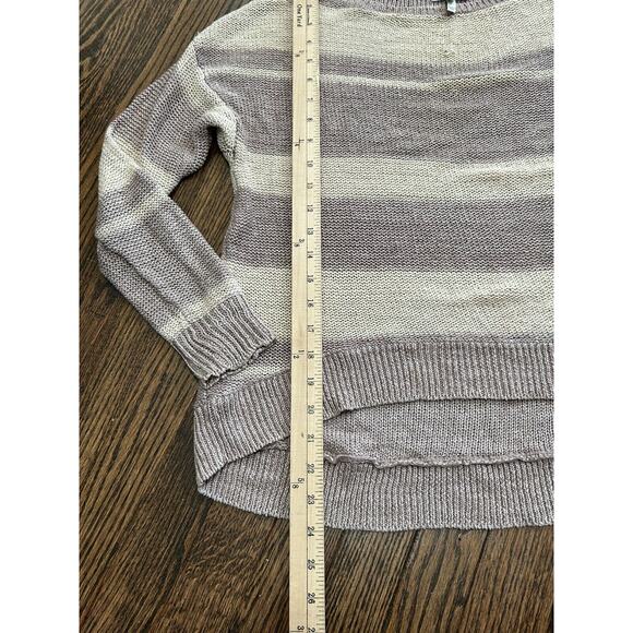 JOIE Women's Taupe/Purple Striped Open-Knit 100% Linen Pullover Sweater Size S - Picture 9 of 11